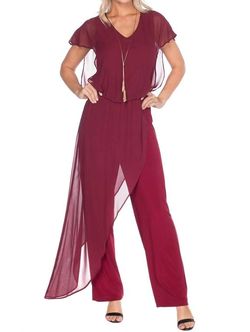 Style 1-1438712743-3471 LAST TANGO Red Size 4 Keyhole Free Shipping Straight Jumpsuit Dress on Queenly