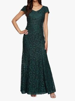 Style 1-1586917089-98 Alex Evenings Green Size 10 Black Tie Jersey Straight Dress on Queenly