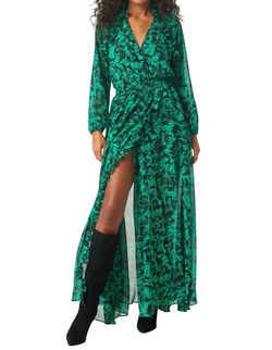 Style 1-1727440045-3236 Misa Los Angeles Green Size 4 Free Shipping V Neck Side slit Dress on Queenly