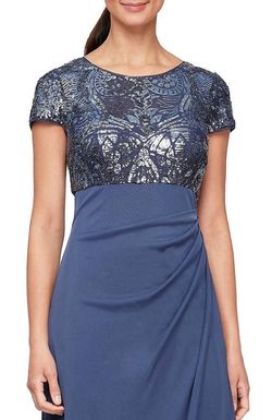 Style 1-1823248739-397 Alex Evenings Blue Size 14 Cap Sleeve Straight Dress on Queenly