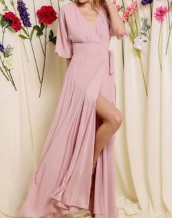 Style 1-2005046247-2791 SOIEBLU Pink Size 12 Plus Size Side slit Dress on Queenly