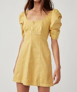 Style 1-2038240142-2791 Free People Yellow Size 12 Sorority Flare Free Shipping Cocktail Dress on Queenly