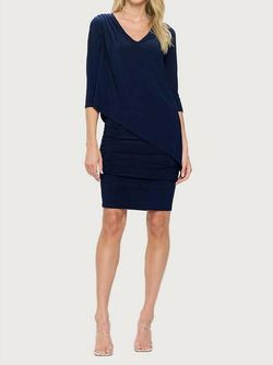 Style 1-2972679692-2791 LAST TANGO Blue Size 12 V Neck Spandex Plus Size Cocktail Dress on Queenly