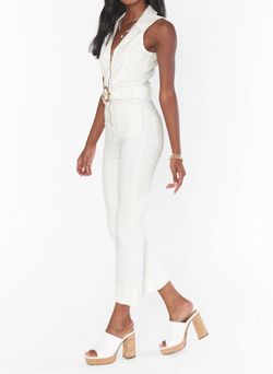 Style 1-3000781956-3236 Show Me Your Mumu White Size 4 Belt Tall Height Floor Length Jumpsuit Dress on Queenly