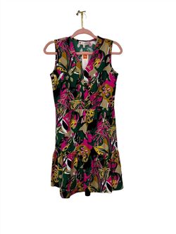 Style 1-3021476312-2696 JUDE CONNALLY Green Size 12 Free Shipping Plus Size Mini Floral Spandex Cocktail Dress on Queenly