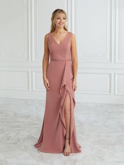 Style 17097 Christina Wu Pink Size 8 V Neck Side slit Dress on Queenly