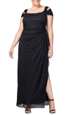 Style 1-304248365-568 Alex Evenings Black Tie Size 18 Side slit Dress on Queenly