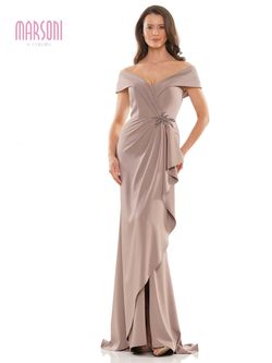 Style MV1180 Colors Nude Size 14 Tall Height Side slit Dress on Queenly