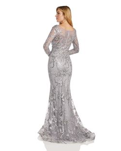 Style 16470 Morrell Maxie Gray Size 14 Long Sleeve Tall Height Floor Length Mermaid Dress on Queenly