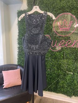 Style 51302 Sherri Hill Blue Size 12 Flare Navy Tall Height Pageant Cocktail Dress on Queenly