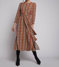 Style 1-3096212749-4476 Vilagallo Brown Size 6 Print Silk Cocktail Dress on Queenly