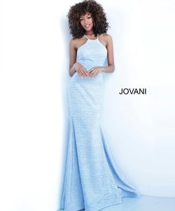 Style 1139 Jovani Blue Size 6 Black Tie Floor Length Straight Dress on Queenly