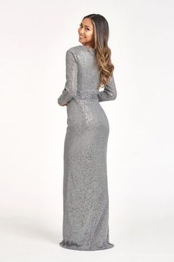 Style GL3063 Gls Silver Size 24 Prom Floor Length Plus Size V Neck Side slit Dress on Queenly