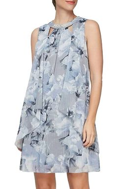 Style 1-3238102885-1901 SLNY Gray Size 6 Mini Print Cocktail Dress on Queenly