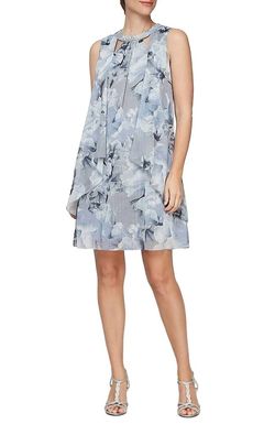 Style 1-3238102885-1901 SLNY Gray Size 6 Mini Print Cocktail Dress on Queenly