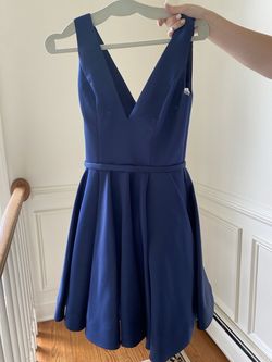 Terani Couture Blue Size 6 Plunge Cocktail Dress on Queenly