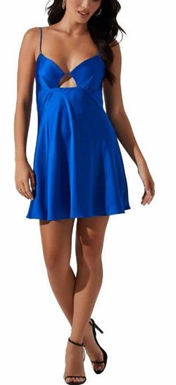 Style 1-3429949068-2901 ASTR Blue Size 8 Mini Satin Free Shipping Tall Height Cocktail Dress on Queenly