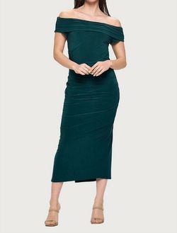 Style 1-344410708-3011 LAST TANGO Green Size 8 Tall Height Polyester Spandex Boat Neck Cocktail Dress on Queenly