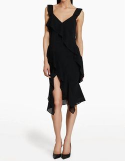 Style 1-3456364776-3236 Amanda Uprichard Black Size 4 Tall Height Side Slit Cocktail Dress on Queenly