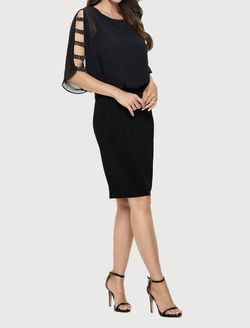 Style 1-3588807724-3011 LAST TANGO Black Size 8 Tall Height Free Shipping Polyester Spandex Cocktail Dress on Queenly