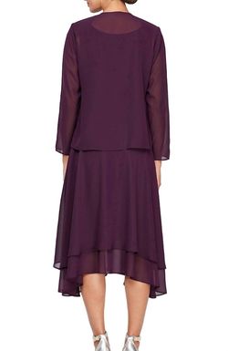 Style 1-3545250421-695 SLNY Purple Size 22 Free Shipping High Low Cocktail Dress on Queenly