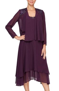 Style 1-3545250421-695 SLNY Purple Size 22 Free Shipping High Low Cocktail Dress on Queenly