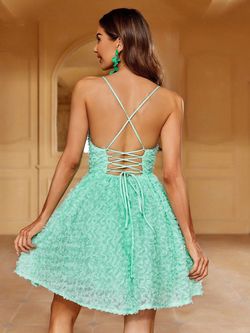 Style FSWD1399 Faeriesty Light Green Size 0 Sheer Polyester Mini Cocktail Dress on Queenly