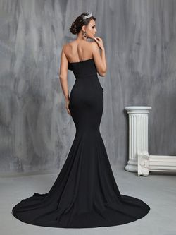 Style FSWD1349 Faeriesty Black Size 0 Floor Length Tall Height Polyester Spandex Mermaid Dress on Queenly