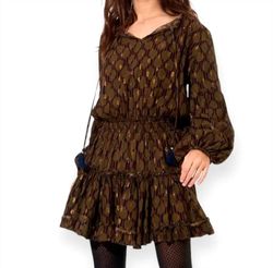 Style 1-4143763514-3236 Oliphant Brown Size 4 Silk Long Sleeve Olive Cocktail Dress on Queenly