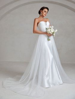 Style FSWD1859C Faeriesty White Size 12 Fswd1859c Satin Engagement Floor Length Straight Dress on Queenly