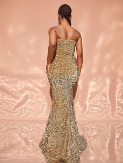 Style FSWD1930 Faeriesty Gold Size 4 Polyester Tall Height Floor Length Mermaid Dress on Queenly