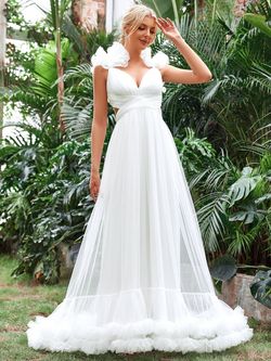 Style FSWD1663 Faeriesty White Size 4 Sheer Polyester Engagement Straight Dress on Queenly
