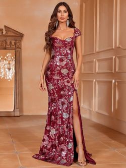 Style FSWD0747 Faeriesty Red Size 4 Prom Floor Length Side slit Dress on Queenly
