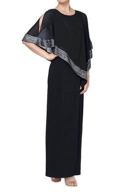 Style 1-4268398740-520 Alex Evenings Black Size 18 Free Shipping Cape Straight Dress on Queenly