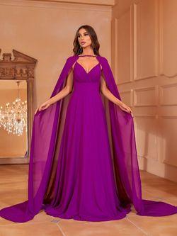 Style FSWD1547 Faeriesty Purple Size 4 Black Tie Floor Length Straight Dress on Queenly