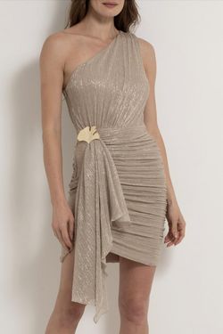 Style 1-434265460-1901 PatBo Nude Size 6 Polyester Sorority Rush Mini Cocktail Dress on Queenly