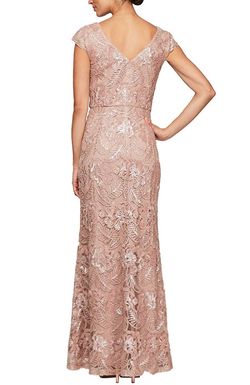 Style 1-80328588-1901 Alex Evenings Pink Size 6 Military Sequined Straight Dress on Queenly