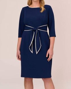 Style 1-816689536-427 Adrianna Papell Blue Size 14 Polyester Sorority Navy Sleeves Sorority Rush Cocktail Dress on Queenly