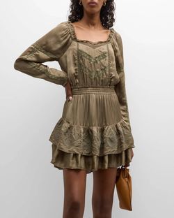 Style 1-853191268-2901 LoveShackFancy Green Size 8 Sleeves Mini Cocktail Dress on Queenly