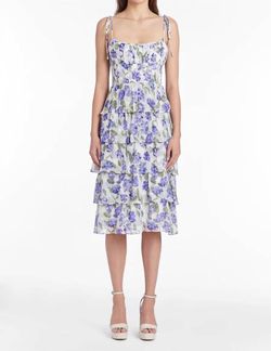 Style 1-389392109-2901 Amanda Uprichard Blue Size 8 Print Polyester Spaghetti Strap Cocktail Dress on Queenly