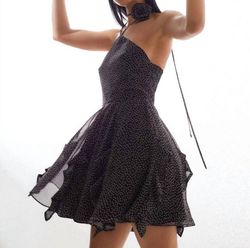 Style 1-708574124-2901 Amanda Uprichard Black Size 8 Halter Sorority Rush Tulle Mini Cocktail Dress on Queenly