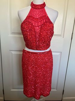 Style 1313 Primavera Pink Size 14 Mini Plus Size Coral Cocktail Dress on Queenly
