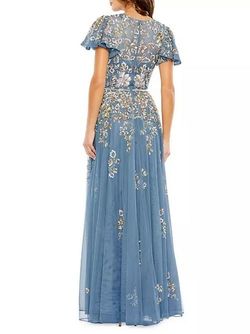 Mac Duggal Blue Size 20 Sequined Floor Length Sleeves Tulle A-line Dress on Queenly