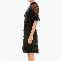 Mac Duggal Black Size 6 Sleeves Polyester Jewelled Cocktail Dress on Queenly