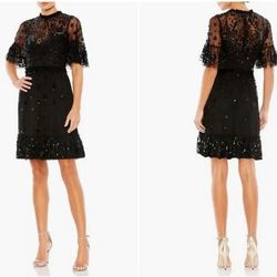 Mac Duggal Black Size 6 Sleeves Cocktail Dress on Queenly