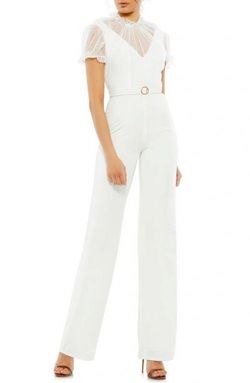 Mac Duggal White Size 0 Bridal Shower High Neck Jumpsuit Dress on Queenly