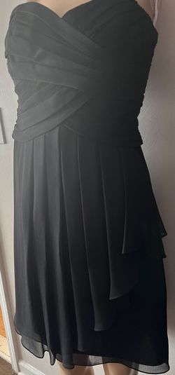 David's Bridal Black Size 8 Midi Jersey Strapless Cocktail Dress on Queenly