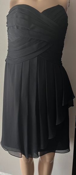 David's Bridal Black Size 8 Midi Jersey Strapless Cocktail Dress on Queenly
