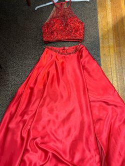 MoriLee Red Size 4 Free Shipping Medium Height Jersey Straight Dress on Queenly