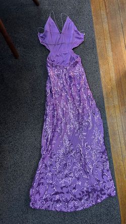 Windsor Purple Size 4 Medium Height Plunge Jersey Mermaid Dress on Queenly